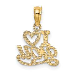 14K Polished and Textured I HEART YOU Charm