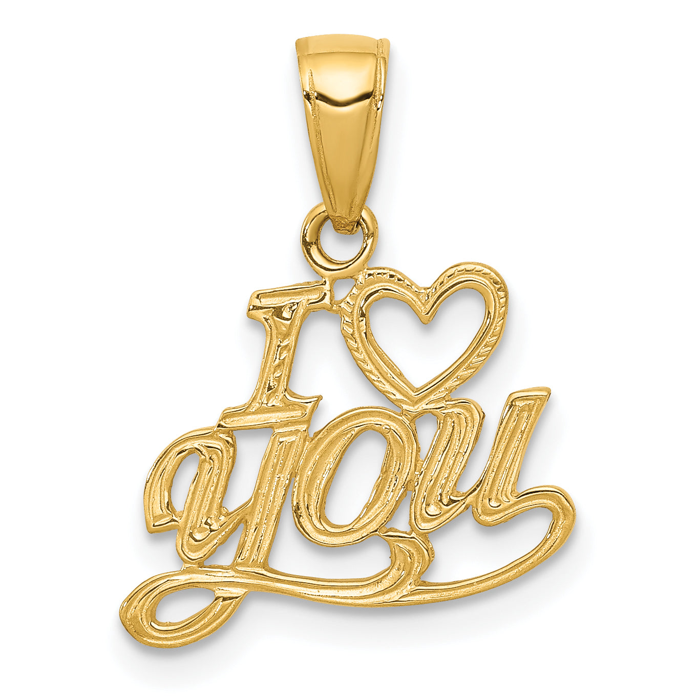 14K Polished and Textured I HEART YOU Pendant Main image