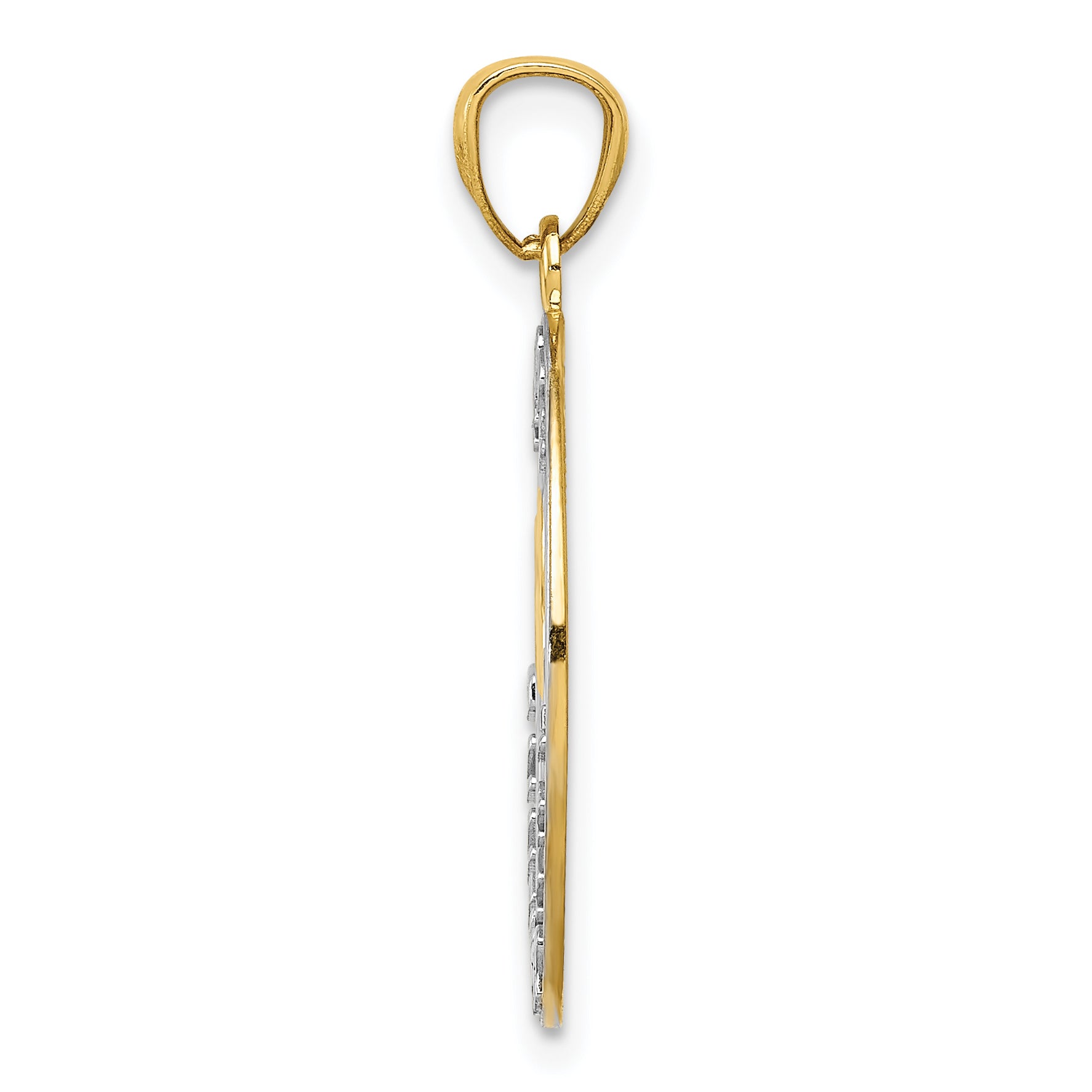 14K Gold and White Rhodium Hearts Pendant with Polished Finish  Anniversary Edition