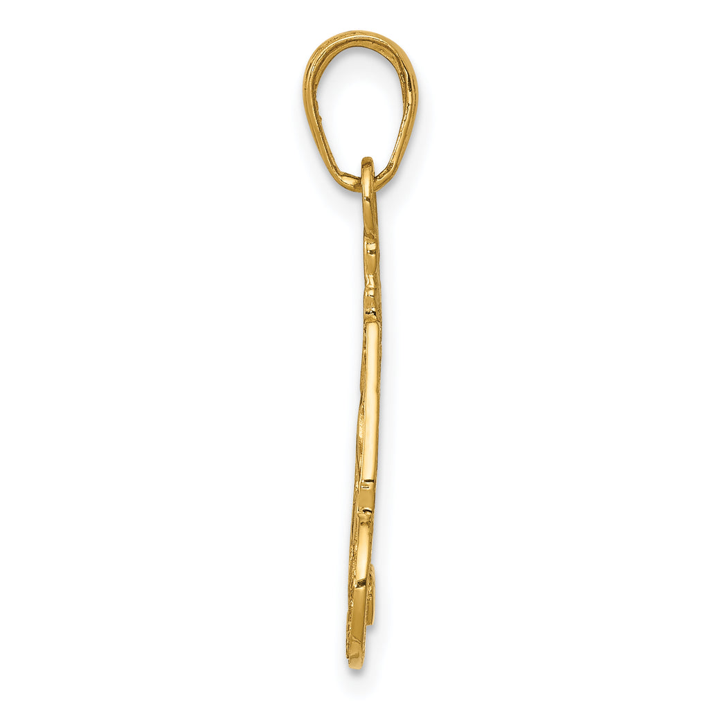 14K Gold Polished Cake Pendant with Candle Birthday Charm Gift