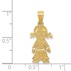 14K Gold Girl Charm Pendant with Solid Casted Design by Sophia Jewelers