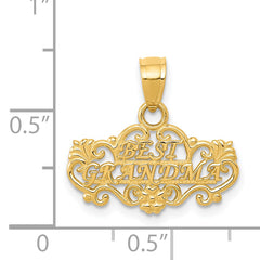 14K Gold BEST GRANDMA Pendant Casted Solid Charm, Gift-Ready