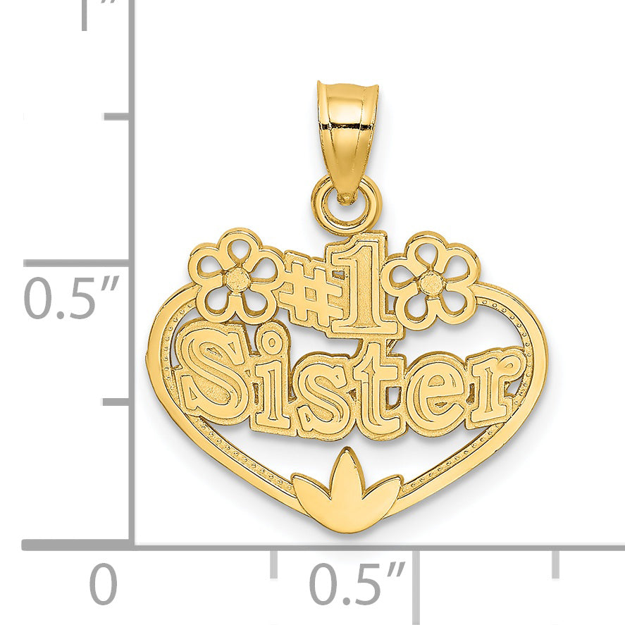 14K #1 SISTER in Heart Charm