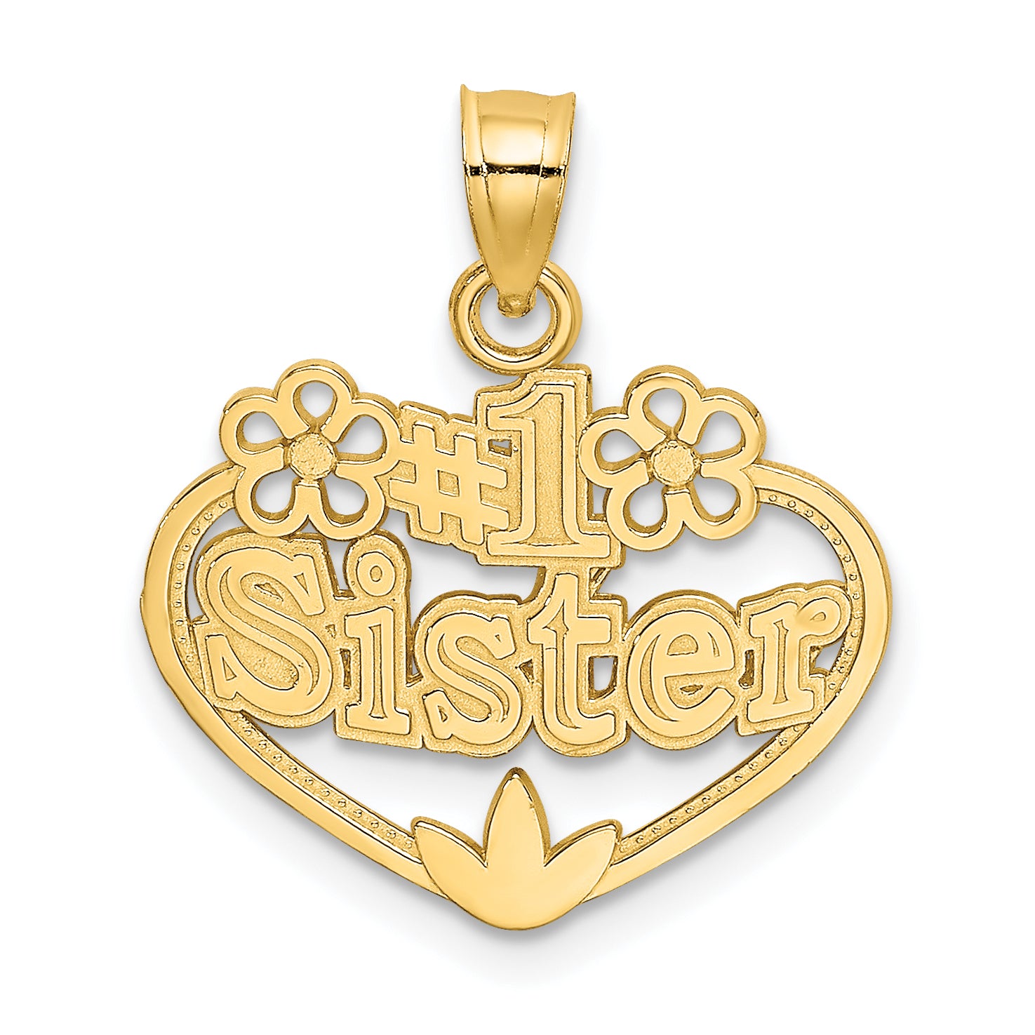 14K #1 SISTER in Heart Charm Main image