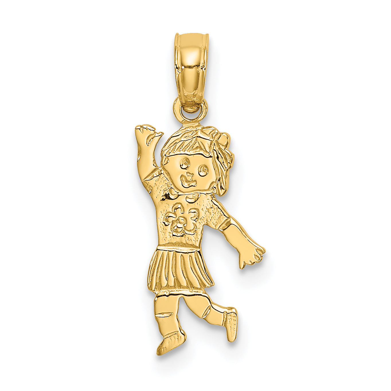 14K Girl Waving with Flower on Blouse Charm Main image