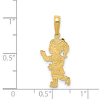 14K Gold Little Girl with Flowers Pendant  Solid, Textured, Gift-Ready Charm