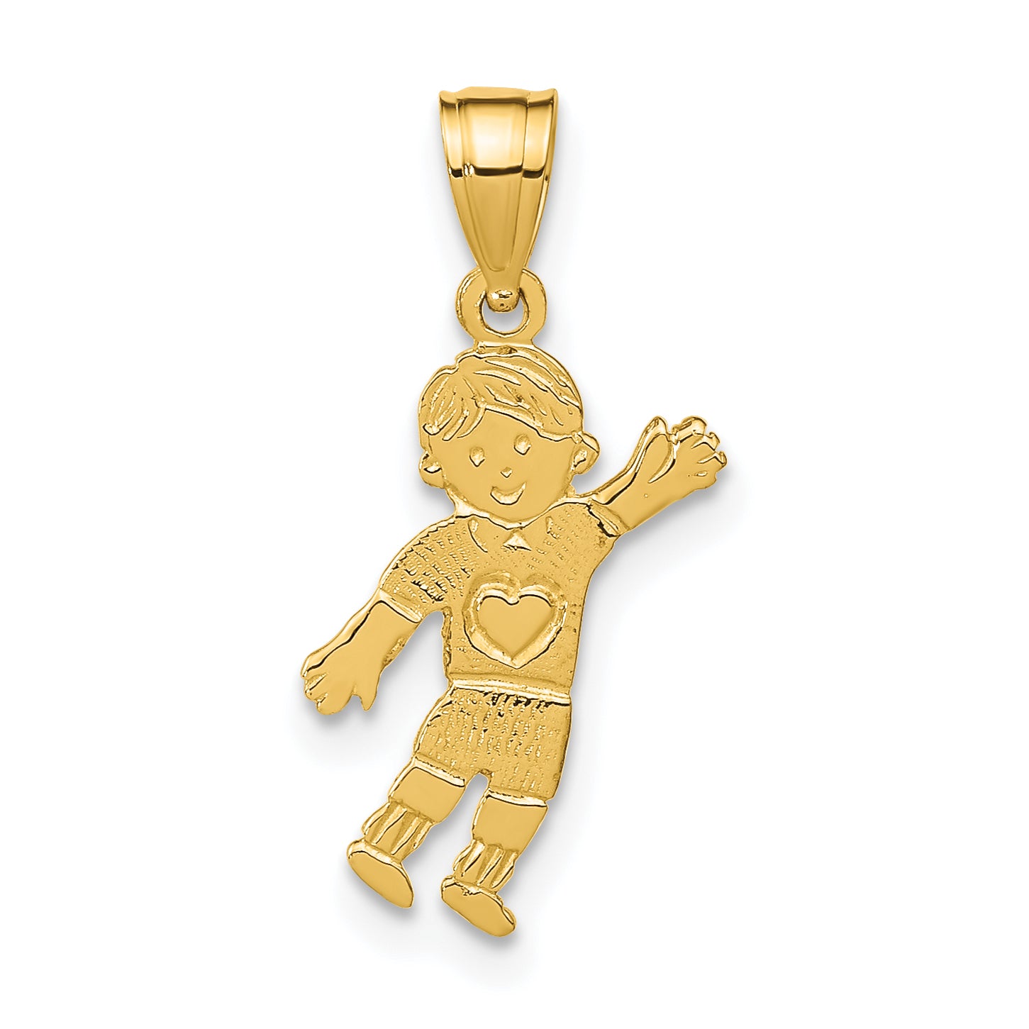14K Boy Waving with Heart on Pocket Charm Main image