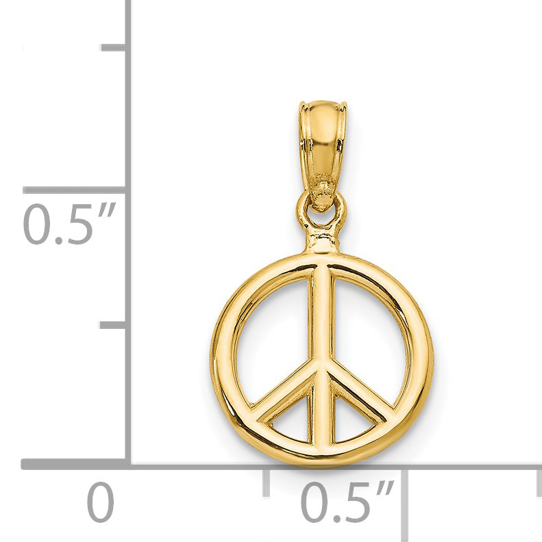 14K Polished Peace Symbol Pendant