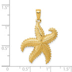 14K Gold Starfish Pendant for Men with Polished Textured Finish