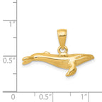 14K Gold 3D Humpback Whale Pendant with Solid Cast Design