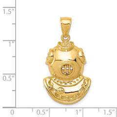 14K Gold MenÃÂ¢Ã¢âÂ¬Ã¢âÂ¢s Diver Helmet Pendant Solid Casted Unique Design