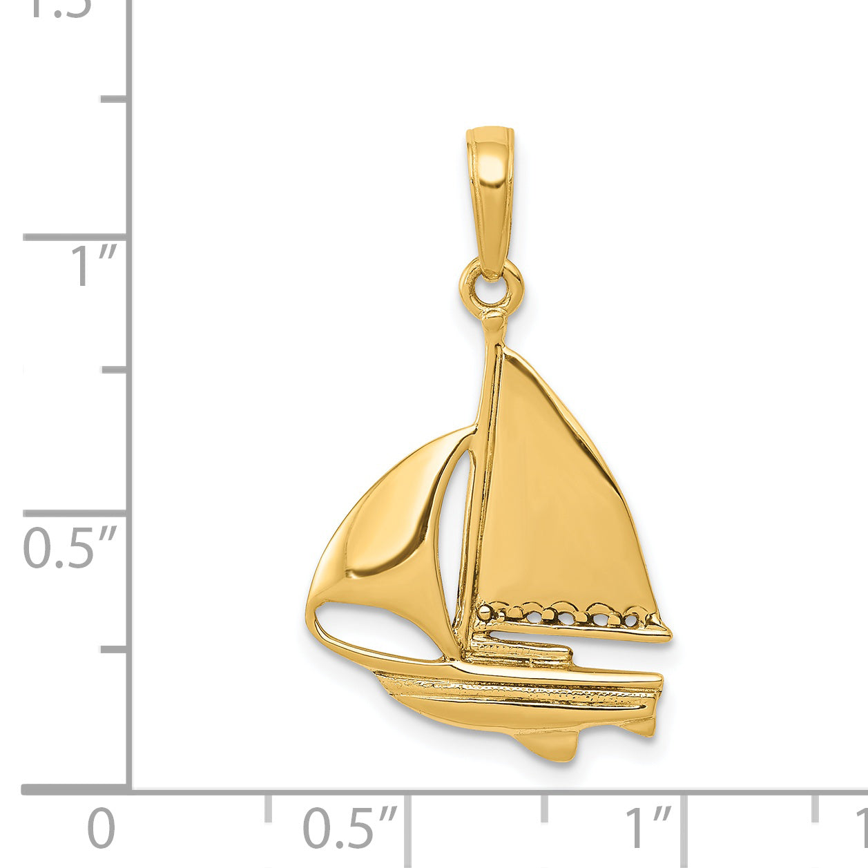 14K Gold Sailboat Pendant for Men  Solid Casted Nautical Charm