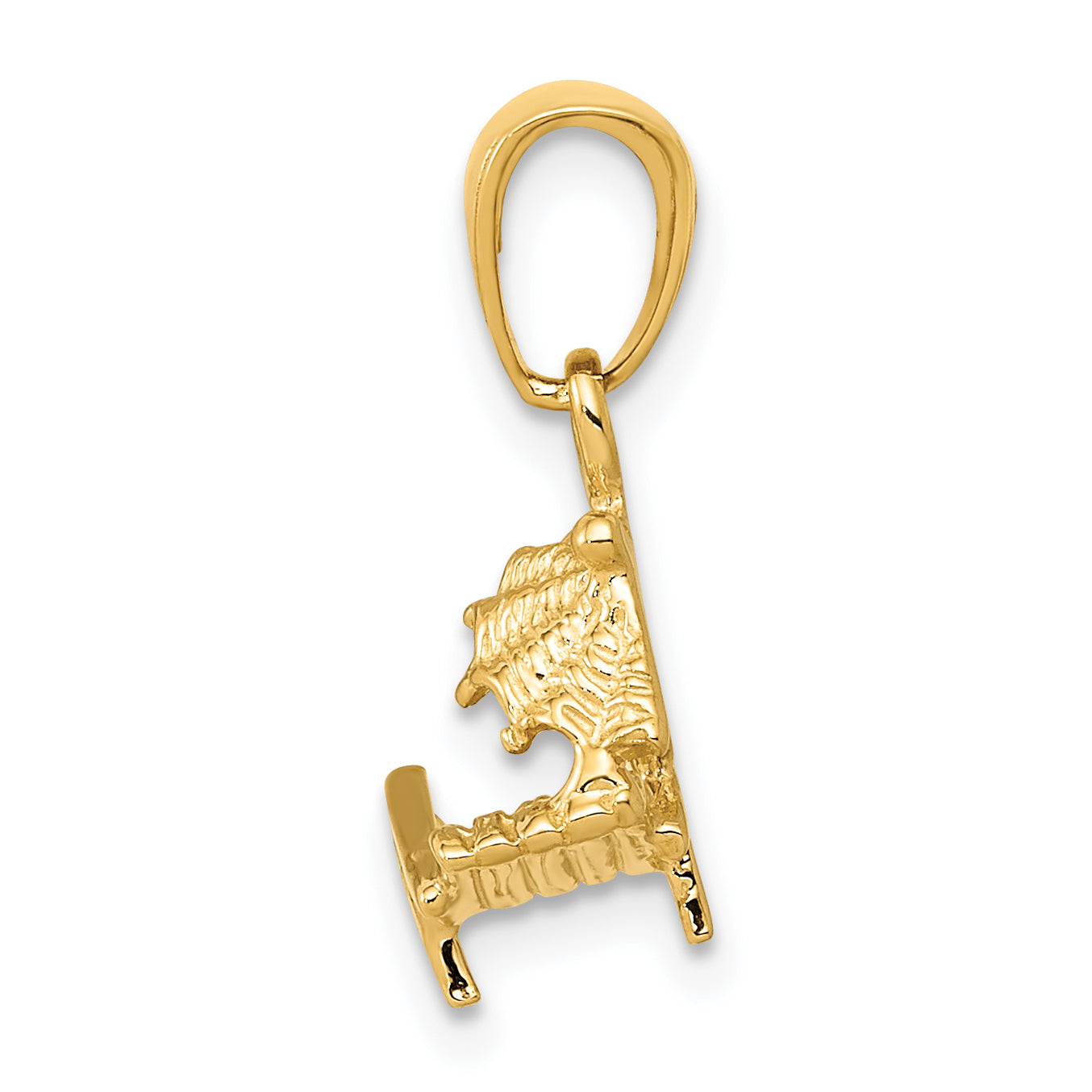 14K Yellow Gold 3D Lounge Beach Chair Pendant Solid Cast Design