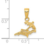 14K Yellow Gold 3D Lounge Beach Chair Pendant Solid Cast Design