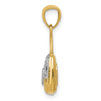 14K Gold & Rhodium 3D Reversible Heart Handbag Pendant  Polished & Textured