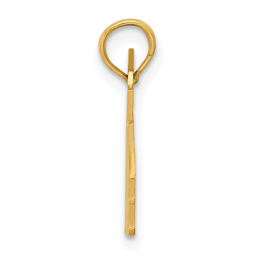14K Gold School House Pendant with Polished Finish and Textured Back