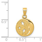 14K Gold Polished Moon and Stars Pendant  Elegant, Solid Design