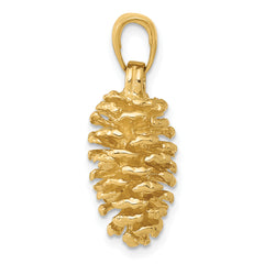 14K Gold 3D Pinecone Pendant for Men Solid Cast Design