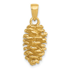 14K Gold 3D Pinecone Pendant for Men Solid Cast Design