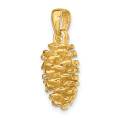 14K Gold 3D Pinecone Pendant for Men Solid Cast Design