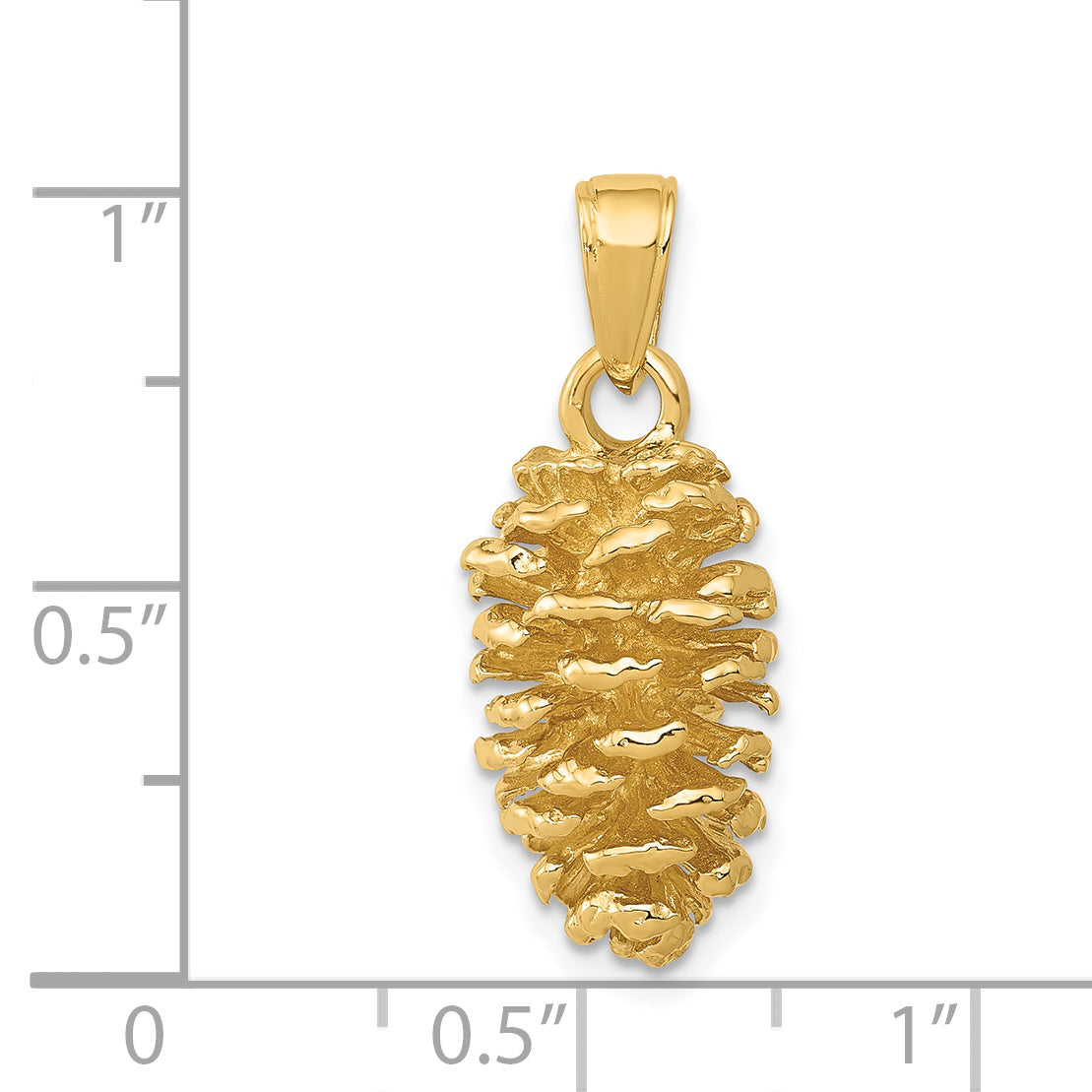 14K Gold 3D Pinecone Pendant for Men Solid Cast Design