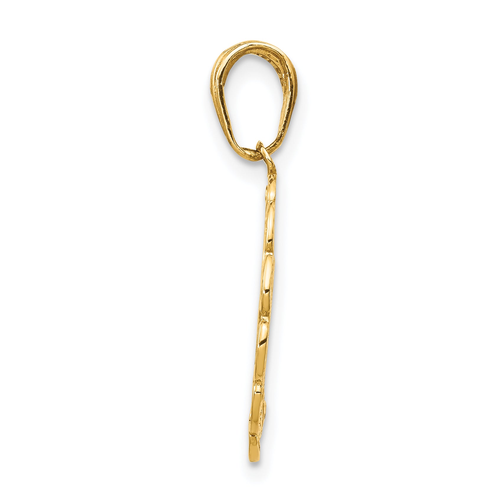 14K Gold Hummingbird and Flower Pendant with Polished Finish Secondary image