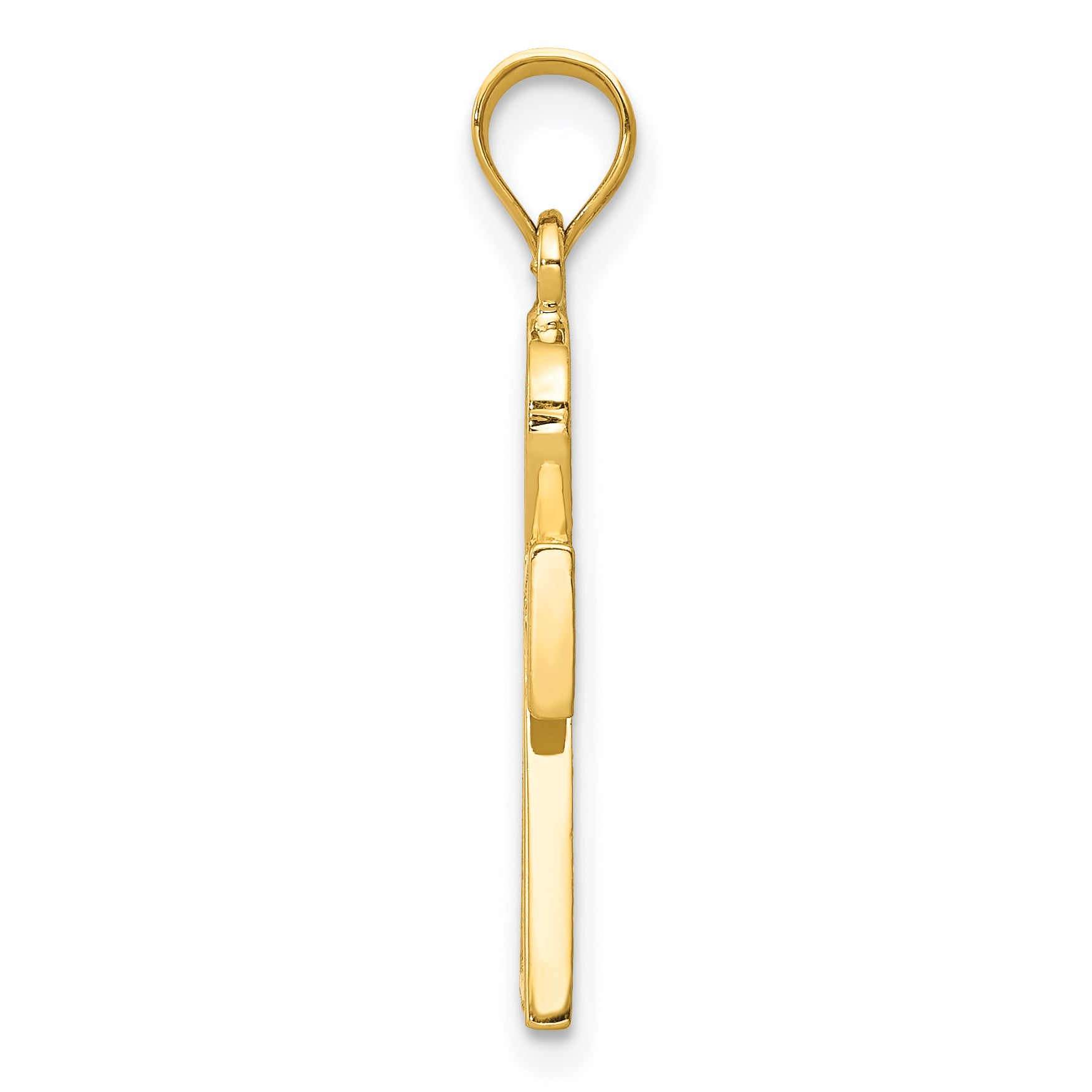 14K Gold Ankh Cross Charm with Polished Finish and Textured Back Secondary image