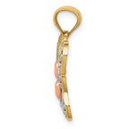 14K Two-Tone Gold Butterfly Pendant with White Rhodium Accents, Polished Finish