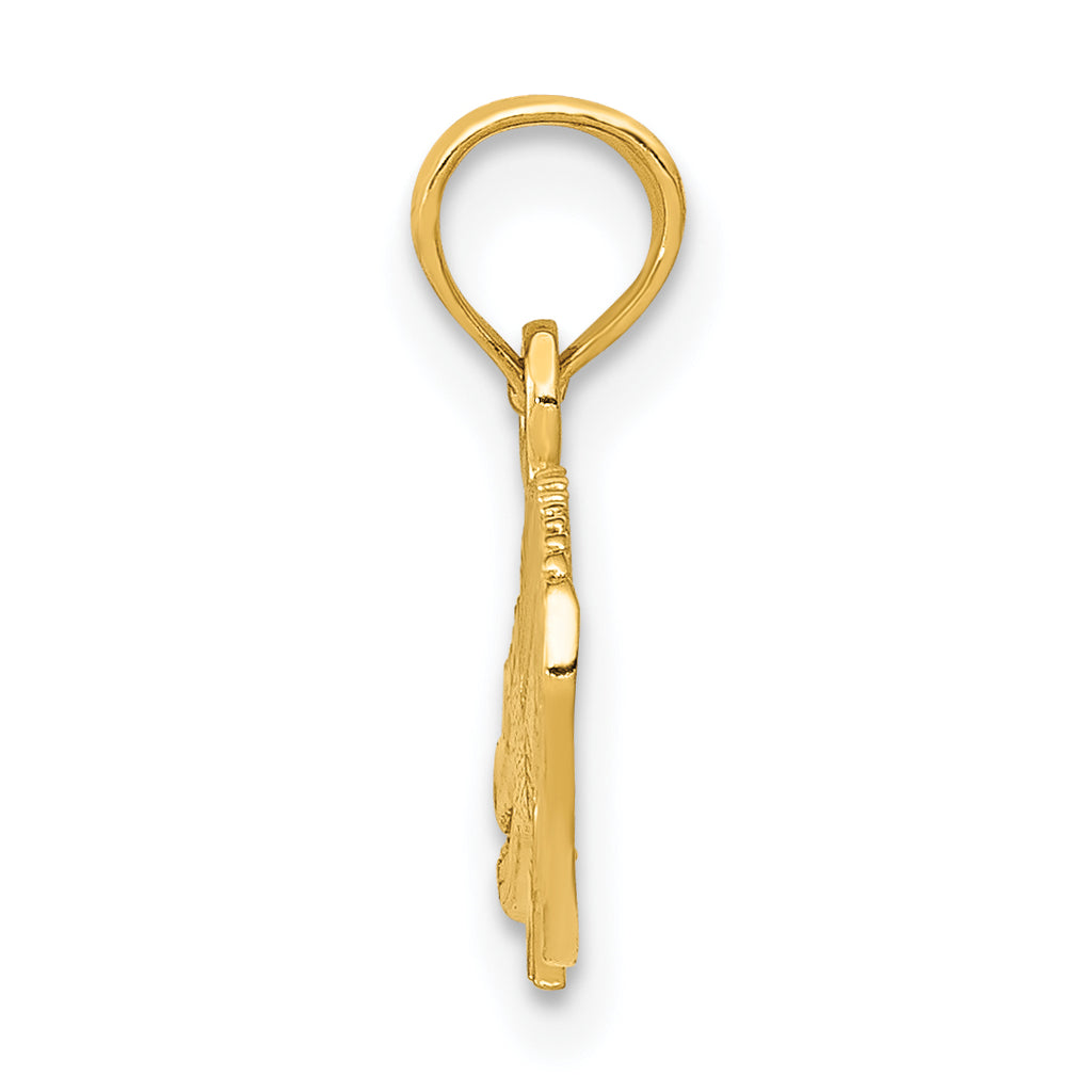14K Gold Textured Alligator Pendant for Men Solid, Casted Design