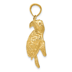 14K Gold Sea Turtle Pendant for Men with Polished Finish