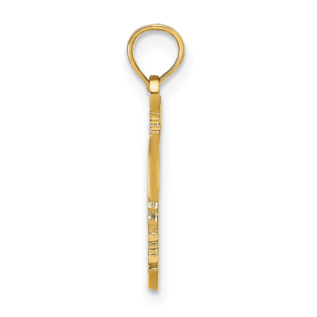 14K Gold Rooster Pendant with Polished Finish and Textured Detail