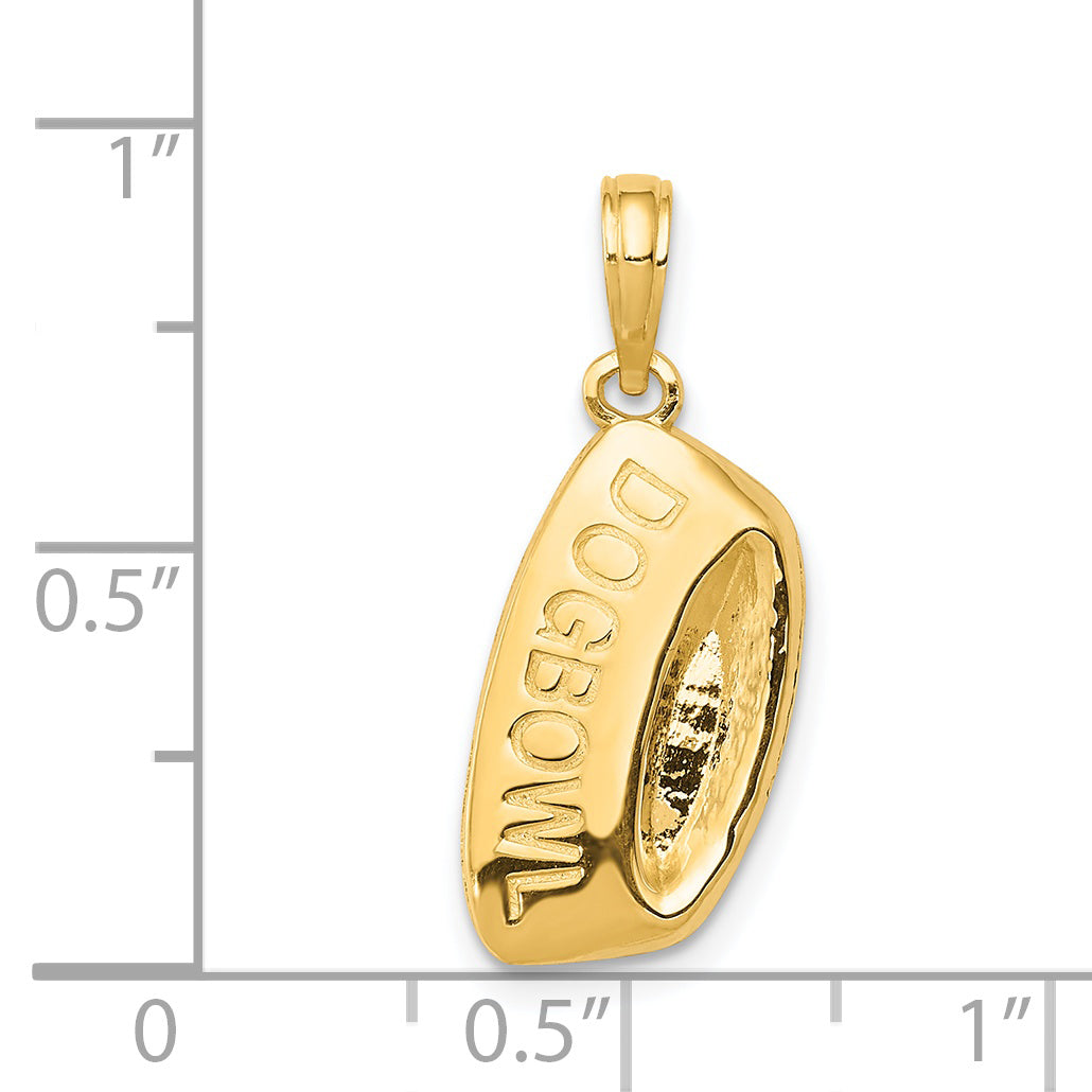 14K Gold Dog Bowl Pendant  Whimsical Charm for Pet Lovers, Polished Finish