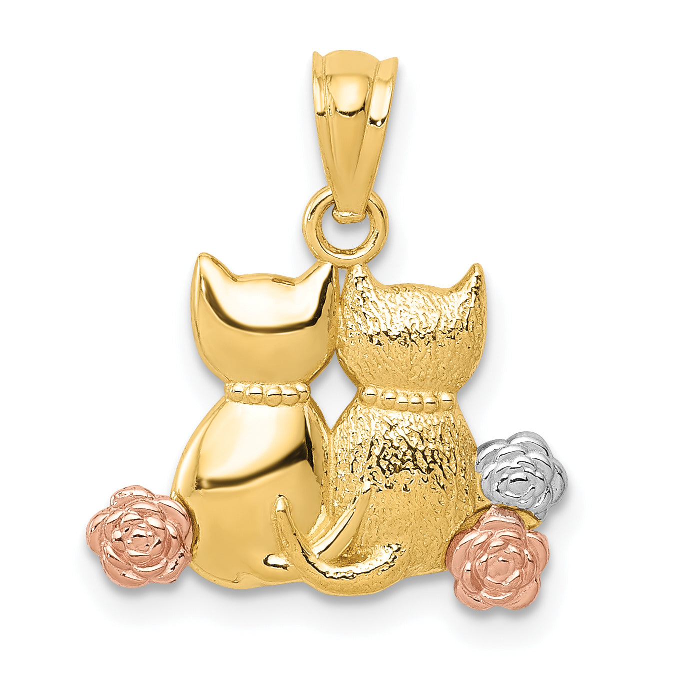 14k Two-tone w/White Rhodium Cats Pendant Main image