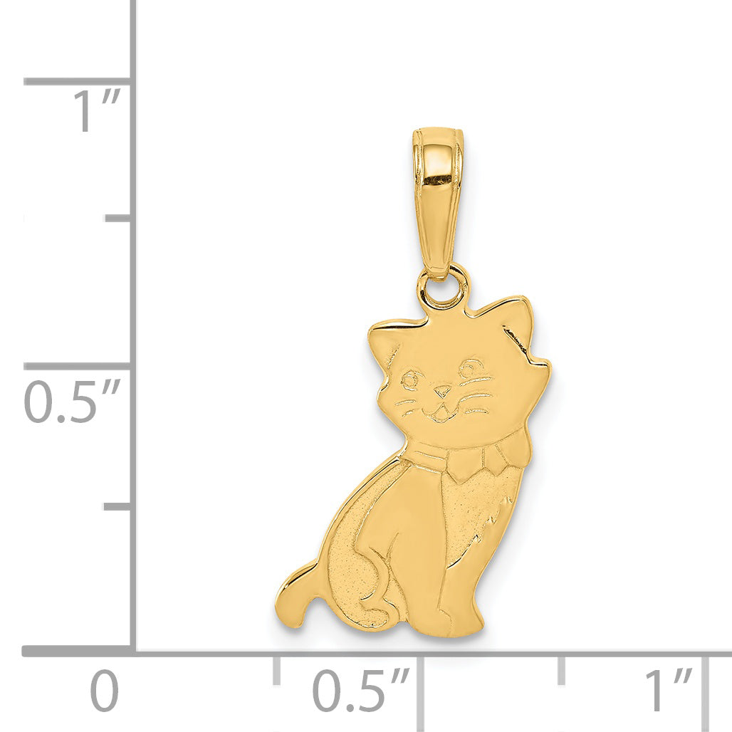 14K Gold Sitting Cat Pendant with Solid Cast Design Elegant and Gift Ready