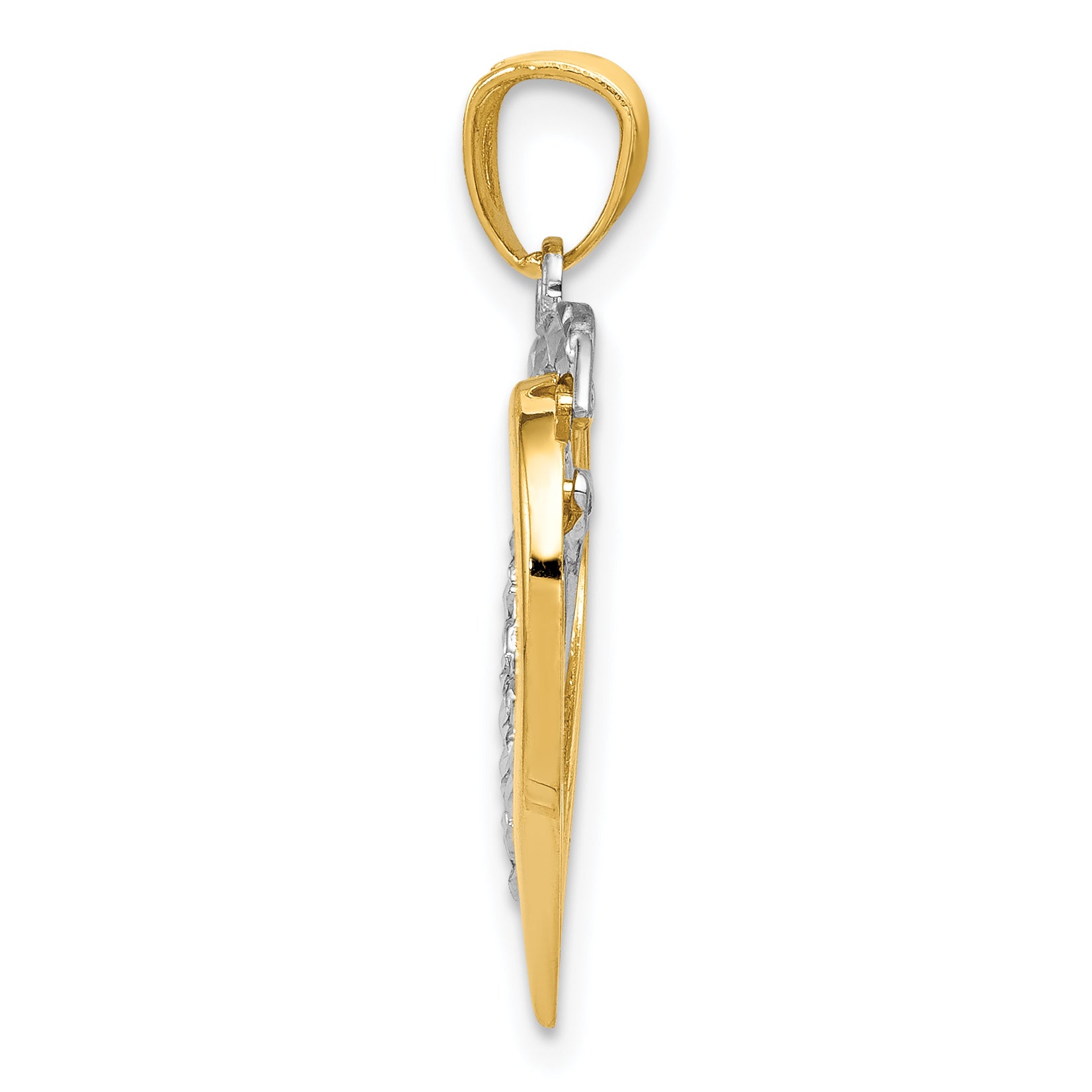 14K Two-Tone Gold Intertwined Hearts Pendant with Diamond-Cut Polished Finish Secondary image