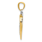 14K Two-Tone Gold Intertwined Hearts Pendant with Diamond-Cut Polished Finish