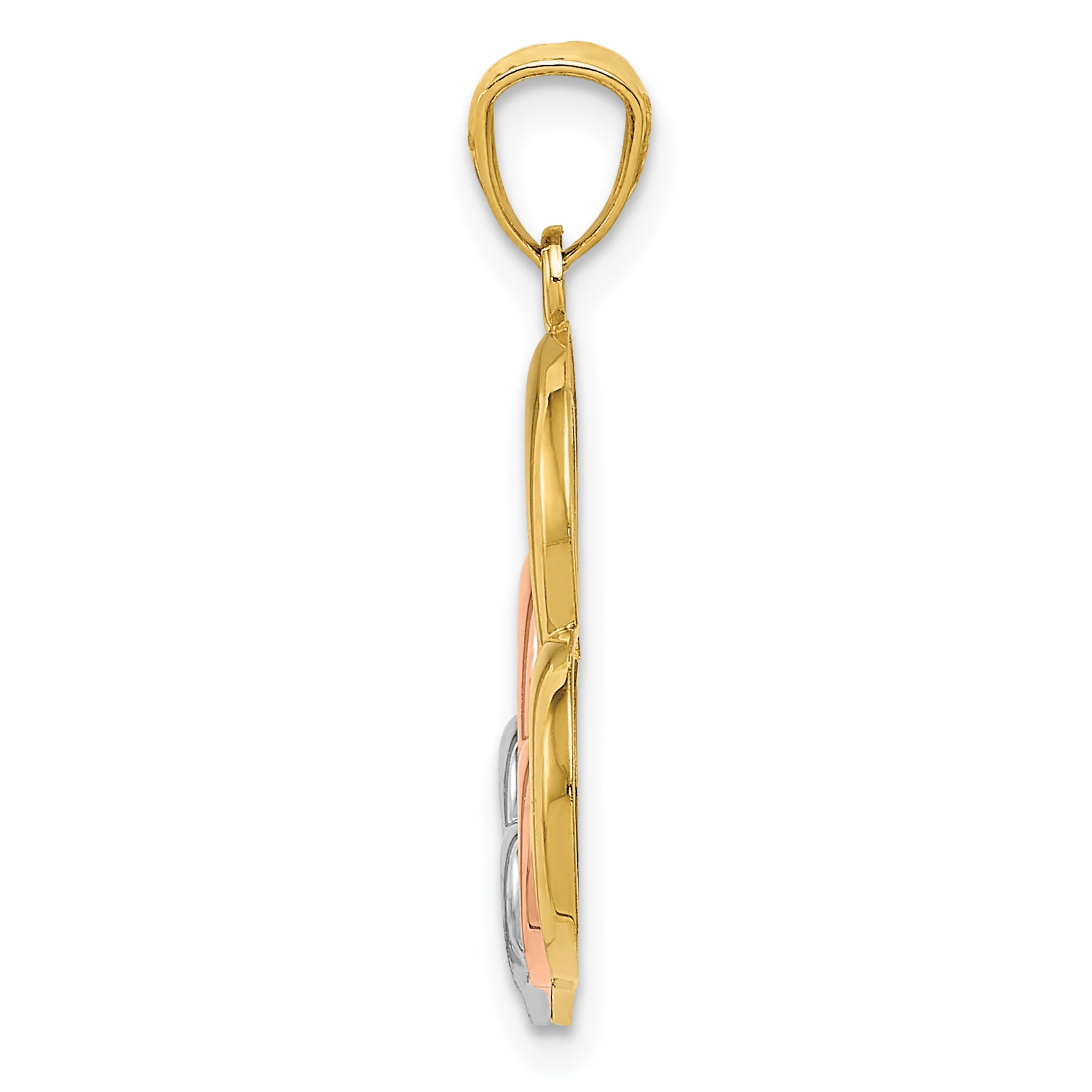 14K Two-Tone Gold 3 Hearts Pendant with White Rhodium Polished Finish Secondary image