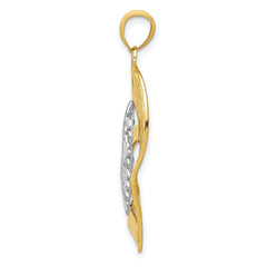 **14K Two-Tone Gold Heart Pendant with Polished Finish  Elegant and Durable Design**