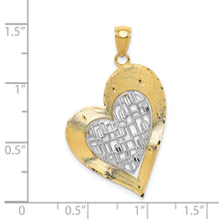 **14K Two-Tone Gold Heart Pendant with Polished Finish  Elegant and Durable Design**