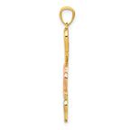 14K Gold Pendant with Rose & White Rhodium Hearts Polished Finish