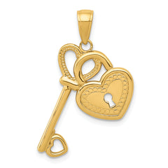 14K Polished Heart Key and Lock Charm