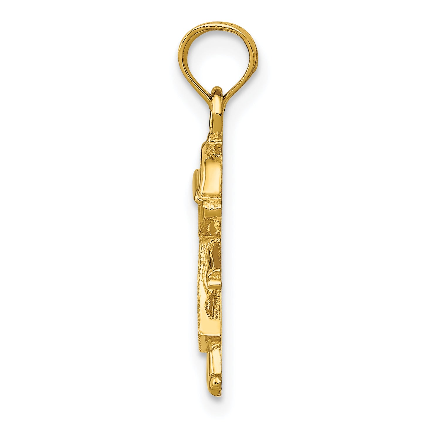 14K Gold Polished and Textured Boy Pendant  Elegant Themed Charm by Sophia Jewelers Secondary image