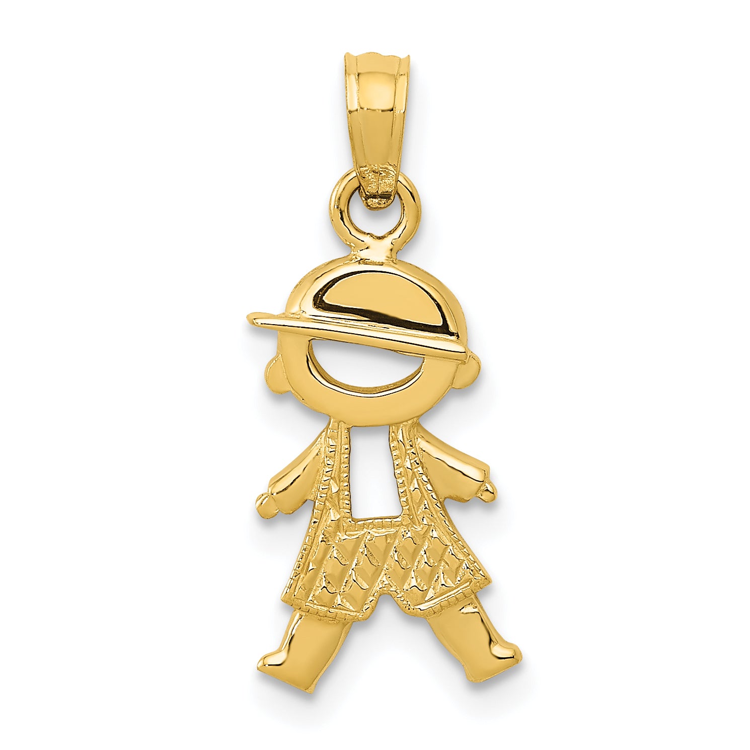 14k Polished and Textured Boy Pendant Main image