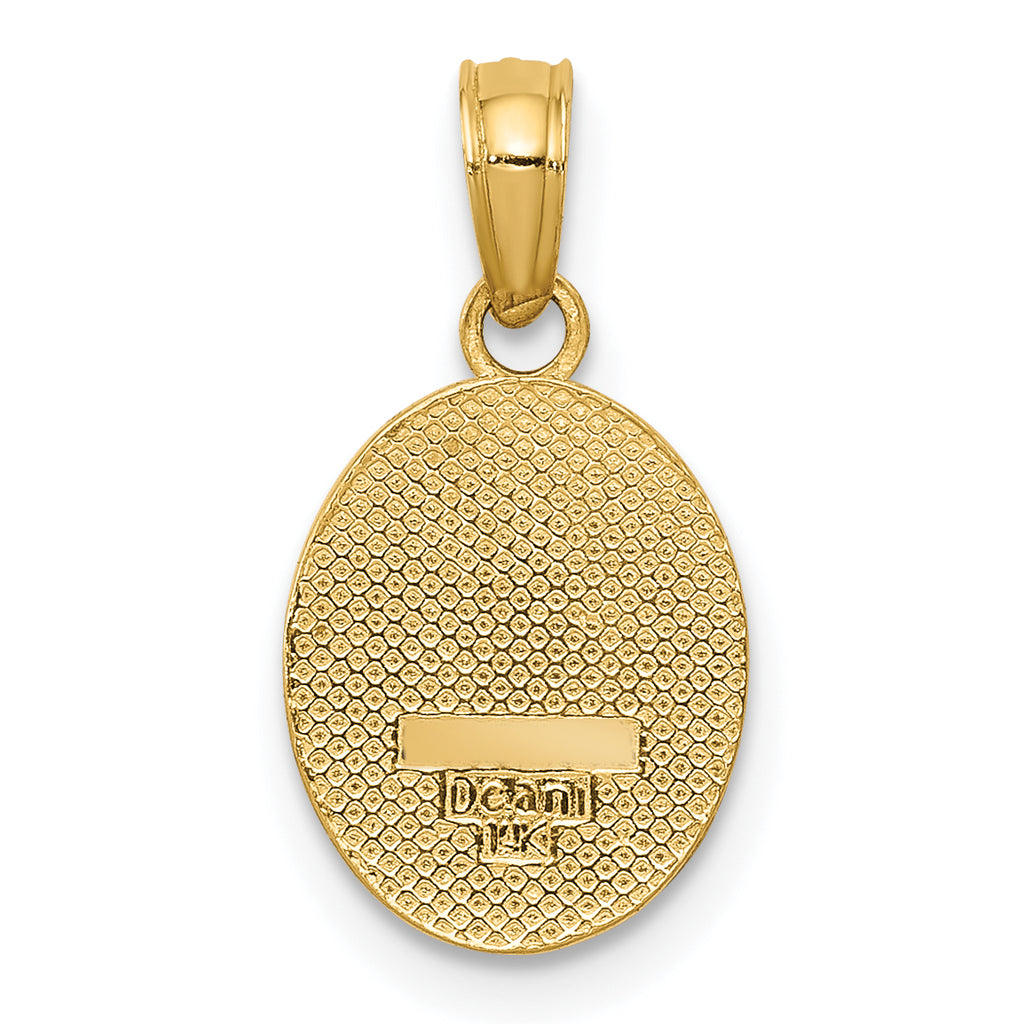 14K Gold Polished Fleur De Lis Oval Pendant  Elegant & Timeless Design