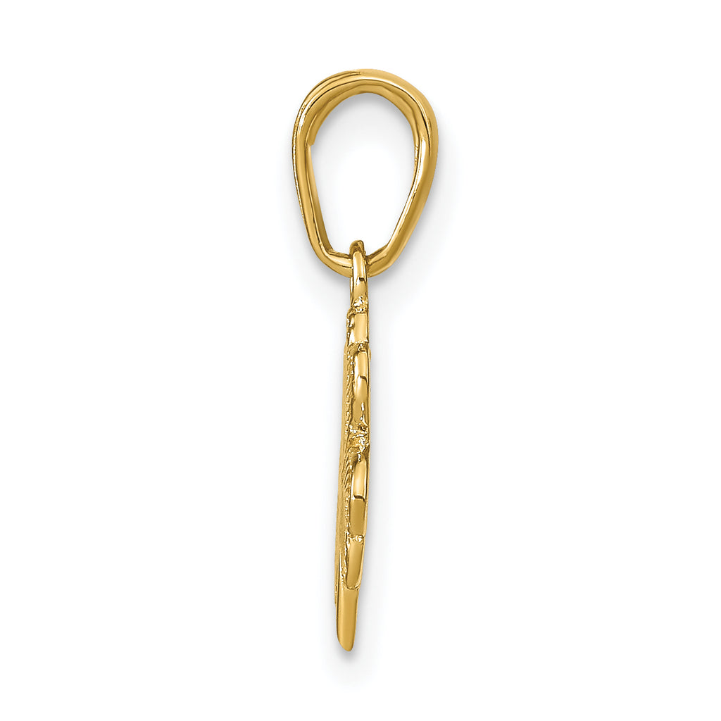 14K Gold Polished and Textured 4-Leaf Clover Pendant, Solid & Casted Design