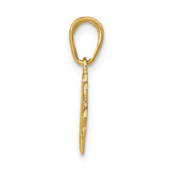 14K Gold Polished and Textured 4-Leaf Clover Pendant, Solid & Casted Design