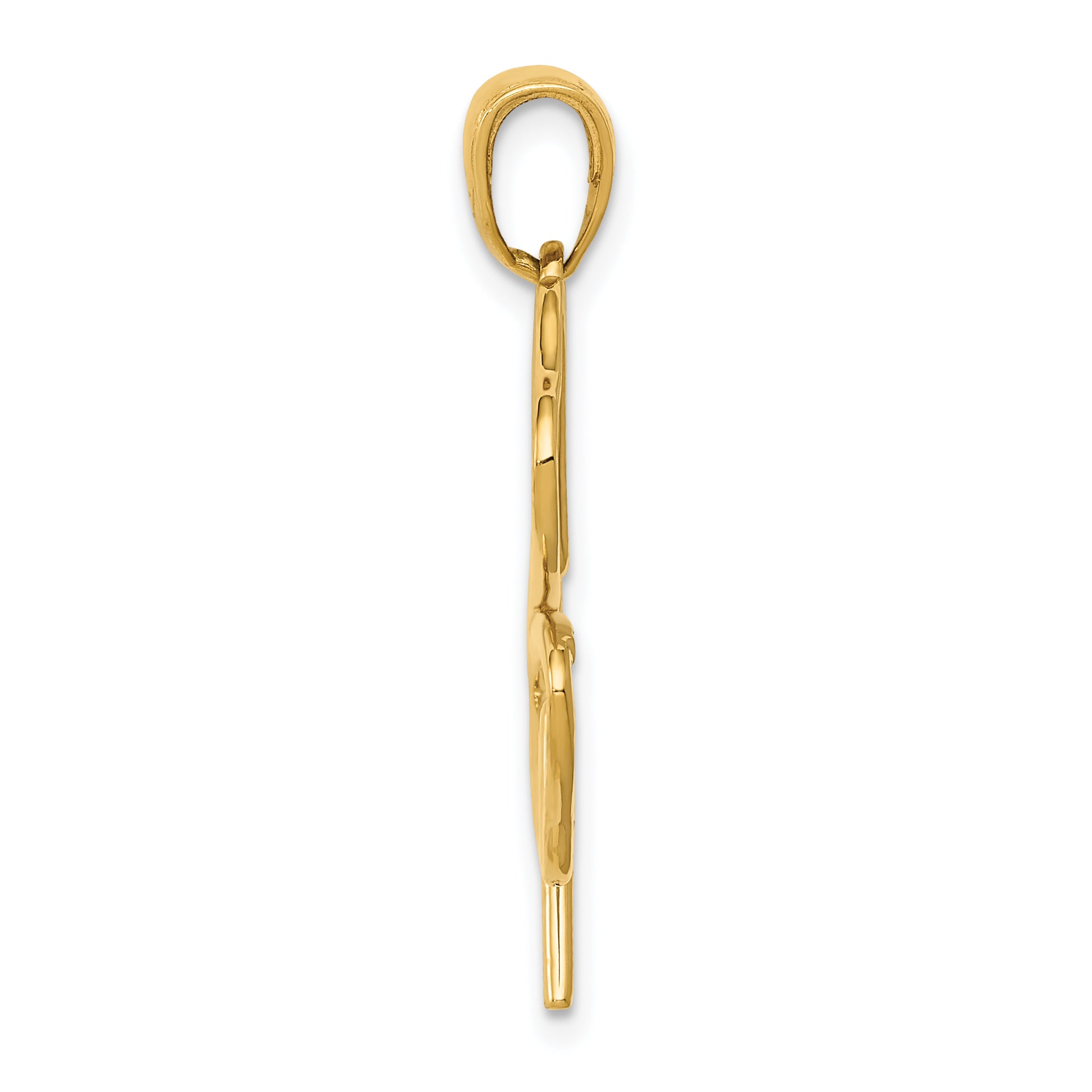 14K Gold Polished 4-Leaf Clover Pendant  Elegant, Solid, Casted Design
