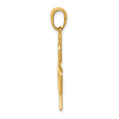 14K Gold Polished 4-Leaf Clover Pendant  Elegant, Solid, Casted Design