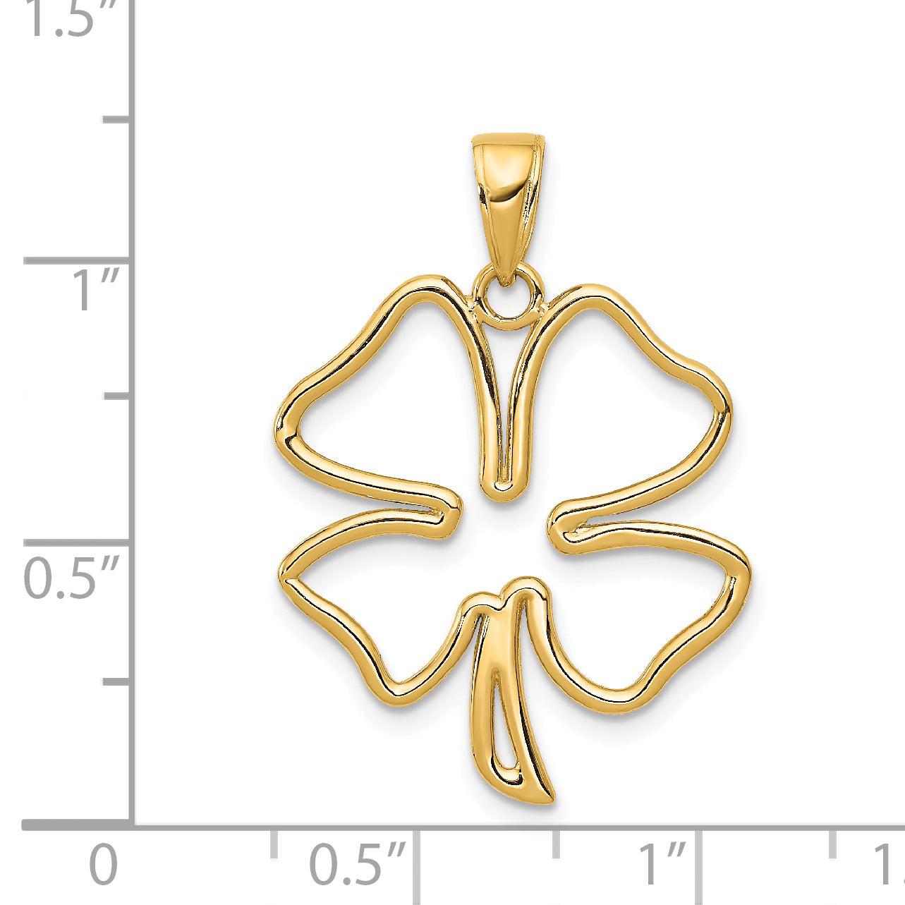14K Gold Polished 4-Leaf Clover Pendant  Elegant, Solid, Casted Design