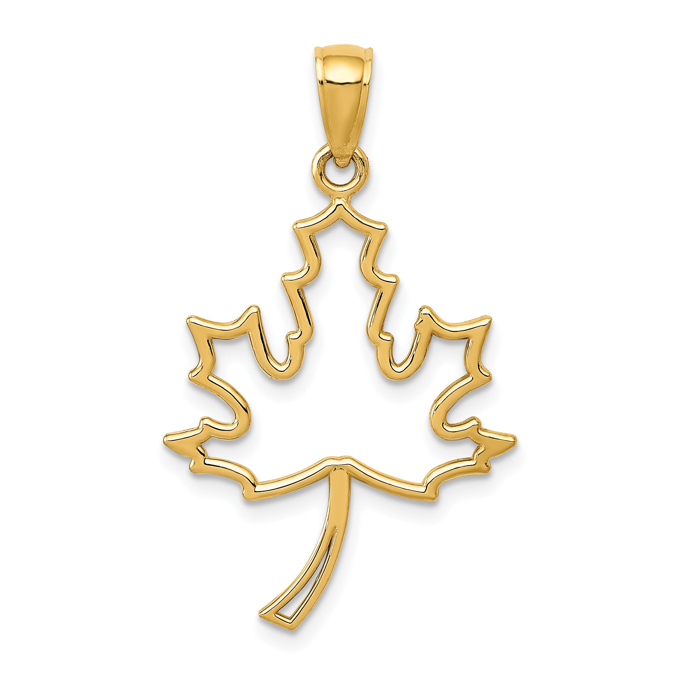 14k Polished Cut Out Maple Leaf Pendant